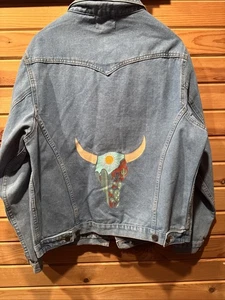 Neu Elia Cher Westernjacke Damen mittelblau Denim Knopfleiste Chore Mantel - Bild 1 von 9