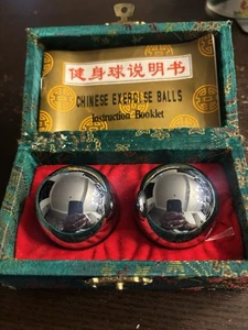 VINTAGE Baoding Balls Chinese Hand Therapy Exercise Balls Stress Relief - Picture 1 of 3