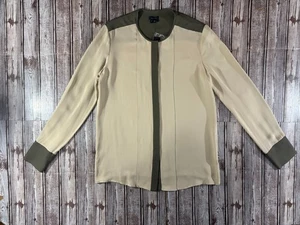 Theory Edera CC 100 % Seide Top Bluse Größe S Farbe Kakhi Grün Neu mit Etikett UVP $ 235 - Bild 1 von 9