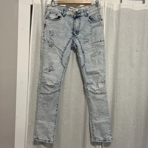 D-Coy Jeans Mens 30x30 Slim Fit Stretch Distressed Skater Denim Light Wash - Picture 1 of 7