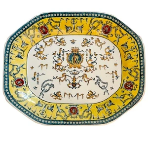 Vintage Blue & Yellow Renaissance Style Chinese Platter 14.25" x 11.75" - Picture 1 of 7