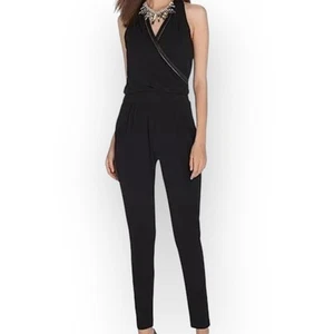 WHITE HOUSE BLACK MARKET sequins Sleeveless Surplice Black Jumpsuit Size 6 - Picture 1 of 7
