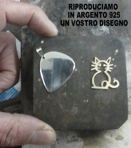 Pendentif Max 3x3 CM Argent 925 Creazione Sur Votre Dessin Photo Solo Exemple - Picture 1 of 1