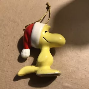 Vtg PEANUTS Santa Woodstock Ceramic Christmas ORNAMENT 1965 1972 Japan - Picture 1 of 5