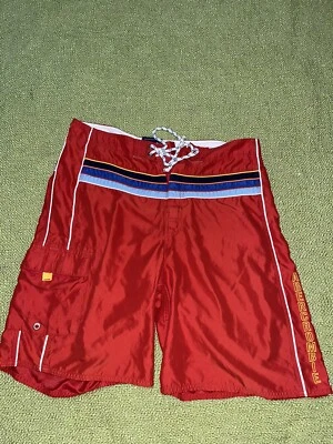 Abercrombie & Fitch Red Men's Swim Trunk Board shorts 34 Cargo Pocket Stripe - Image 1 of 4