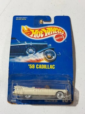 Hot Wheels '59 Cadillac, 1991 coleccionista #154, blanco perla con ruedas WW, de colección Foto 1 de 3