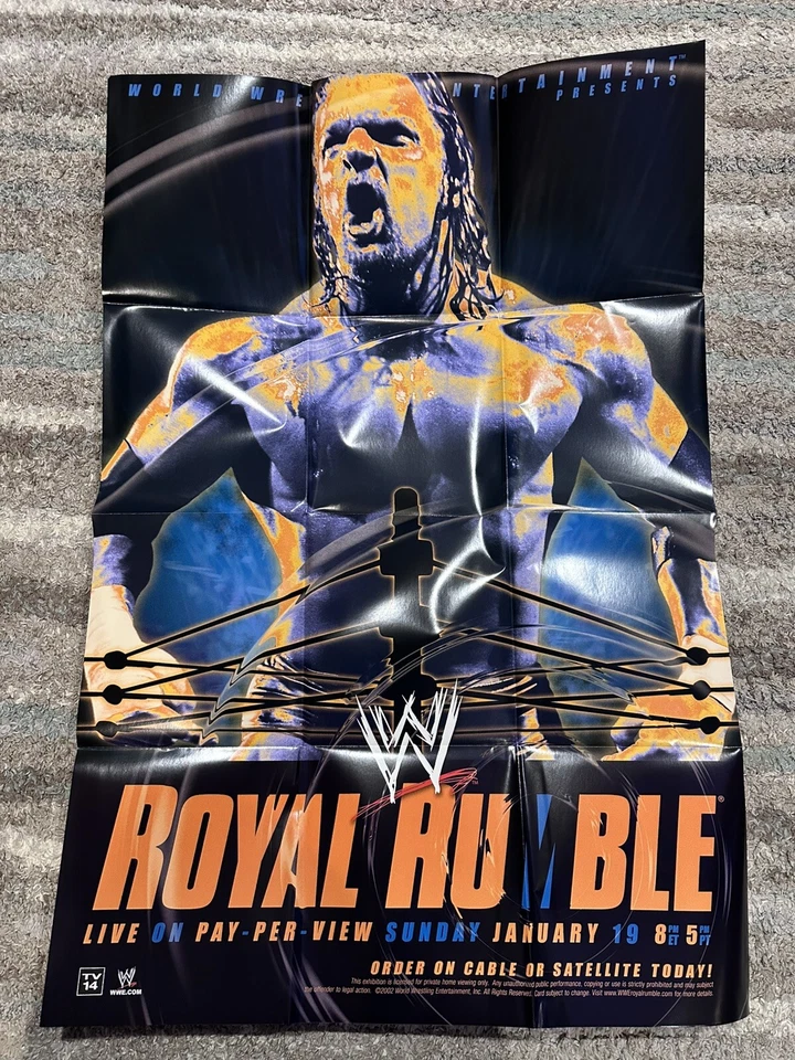 WWE 2002 Royal Rumble ПРИБЛ 26 «x 39» промо сложенный плакат тройной H камень холодный - Изображение 1 из 1
