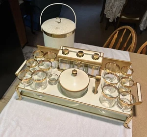 Caddy de mesa portátil Regency italiana moderna de mediados de siglo con cubo de hielo - Imagen 1 de 24