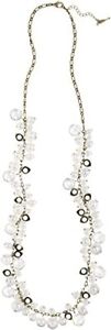 Chloe + Isabel Jewelry Pearl + Crystal Drops Long Antiqued Brass Chain Necklace