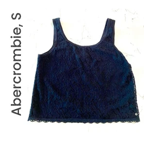 Abercrombie & Fitch Women's Dark Blue Floral Lace Tank Top Size Medium - Picture 1 of 4