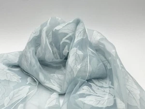 Vintage WPL 8673 Sheer Pale Blue Rose Floral Leaf Nylon Rayon Blend Scarf Italy - Picture 1 of 22
