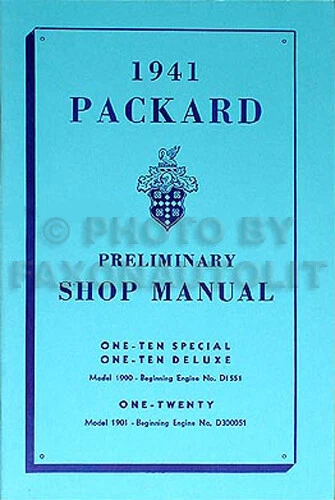 1941 Packard 110 e 120 manual da oficina de reparos e conjunto manual do proprietário One Ten Twenty - Imagem 1 de 2