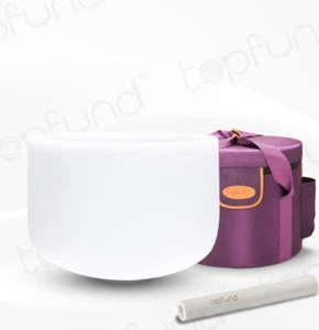 TOPFUND F Note Crystal Singing Bowl Heart Chakra 8 inch with Carrying Case - Picture 1 of 12