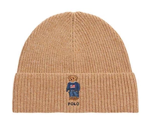 NUEVO Polo Ralph Lauren Bandera Sólida EE. UU. Oso Gorro Beige Camello Bronceado TALLA ÚNICA UNISEX - Imagen 1 de 2