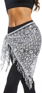 Belly Dance Hip Scarf - Sequin Hip Skirt Belly Dancing Belt Triangle Shawl Tasse - Picture 1 of 12