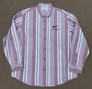 SUPREME X NIKE COTTON TWILL BUTTON UP SHIRT PINK STRIPE SZ XL DB0499-685 (94 - Picture 1 of 2