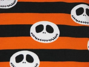 Orange Skeleton heads- cotton lycra fabric 3 yards - washed   - Picture 1 of 1
