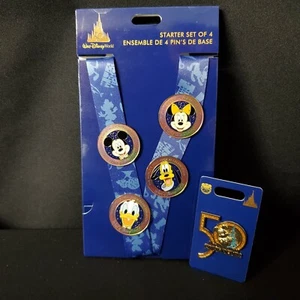 Walt Disney World WDW 50 Aniversario Pin Trading Starter Set Cordón y Pin AP - Imagen 1 de 3