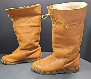 DRAPER OF GLASTONBURY Brown Shearling LINED Long BOOTS UK 6.5 US 8.5 BRITISH EUC - Picture 1 of 12