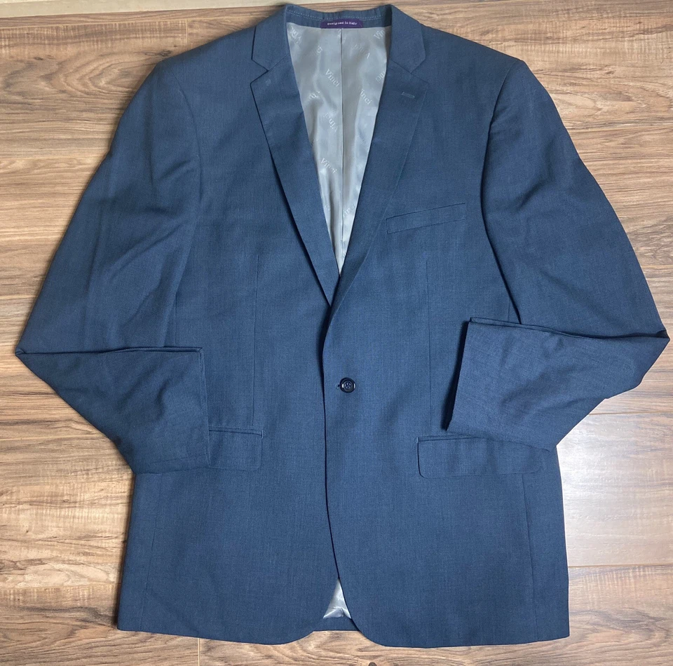 Vinci Men's Suit Jacket Blazer Blue Single Button Front 44 L Corporate Business - Image 1 of 4