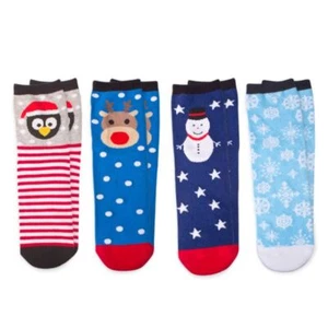 Assorted Design Ladies Xmas Socks 2PK Cotton Funny Gift Christmas Festive Winter - Picture 1 of 3