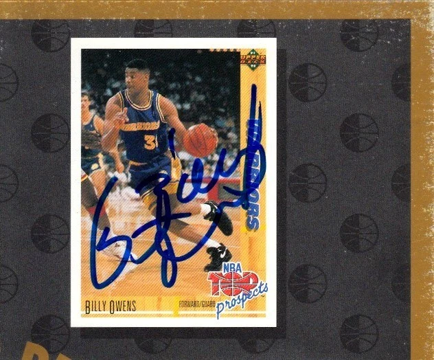 Billy Owens firmado autografiado autógrafo Warriors 1992 Upper Deck hoja de cartas corte Foto 1 de 1