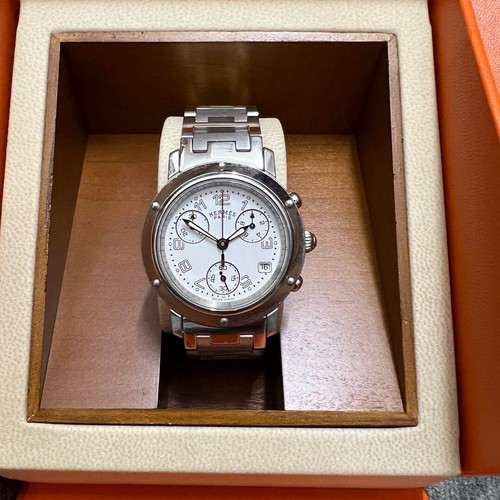 HERMÈS Orologio da polso donna HERMES Clipper cronografo quarzo analogico CL1.310 argento
