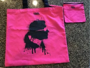 KARL LAGERFELD “KOLOR IS THE NEW BLSCK canvas tote bag - PINK NWOT - Picture 1 of 6