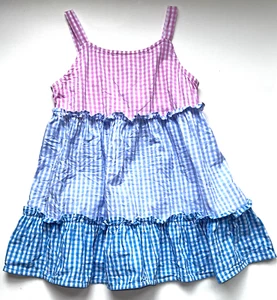 Sundress Crown & Ivy Gingham Pink Blue Check Tiered Girl’s Small - Picture 1 of 10
