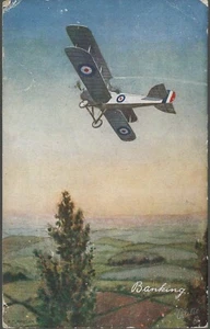 TUCK POSTCARD IN THE AIR SERIES 3101 BI-PLANE BANKING 1917 - 1/6 IN SET - Picture 1 of 2