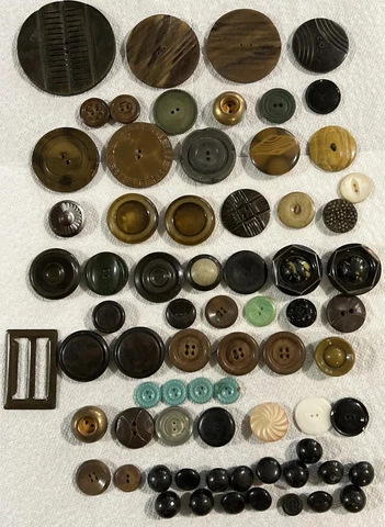 50+ Antique Buttons Celluloid Composite Metal Glass Carved 3” Cover