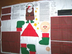 SWINGIN SANTA HOLDER CHRISTMAS FABRIC PANEL CRAFT UNCUT - Picture 1 of 1