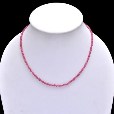 Collar de cuentas de turmalina rosa de 3 mm 18" AAA collar de cuentas facetadas de turmalina rosa Foto 1 de 4