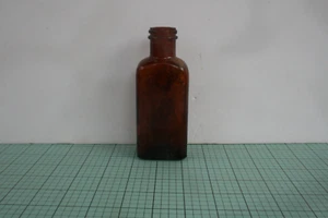 Small Brown Rectangle Medicine Bottle, Screw Top Type,  - Picture 1 of 6