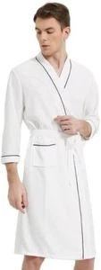 3/4 Sleeve Cotton Blen Waffle Robe, Bathrobe / Spa Robe for Men or Women (White) - Picture 1 of 5
