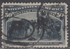 USA Scott #240 50ct Columbian Used VF-XF Centering CV $200 - Imagen 1 de 2