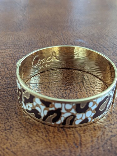 Coach Bangle Bracelet G And Enamel brown and white colors