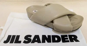Jil Sander Beige Crisscross Padded Leather Slides Size 37 - US size 7 - Picture 1 of 7