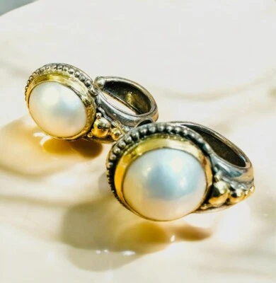 Pendientes Konstantino Classics Perla Plata 925 Oro 18K Medio Aro Poste con Etiquetas Foto 1 de 4