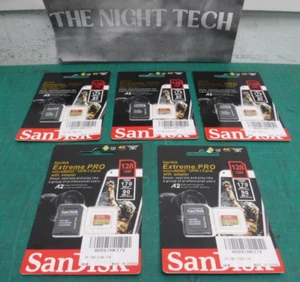 Lot of 5 SanDisk Extreme mircoSDXC UHS-I Card with adapter 128GB U3 A2 FREE SHIP - Picture 1 of 6