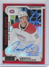 18-19 O-PEE-CHEE PLATINUM ROOKIE RED PRISM JESPERI KOTKANIEMI RC AUTO 36/50