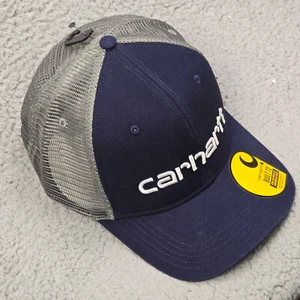 Carhartt Baseball Cap CANVAS HAT Mens ONE SIZE BLUE Gray Mesh Back Logo NWT - Picture 1 of 13