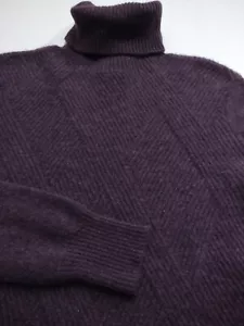 Suéter QI para mujer cuello tortuga (S) 100 % cachemir púrpura estampado - Imagen 1 de 5