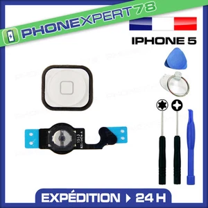 BOUTON HOME AVEC NAPPE POUR IPHONE 5 BLANC + OUTILS - Photo 1 sur 1