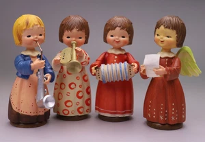 Vintage Set of 4 Handcrafted ANRI Toriart Wood Orchestra Musicians Band - Picture 1 of 20