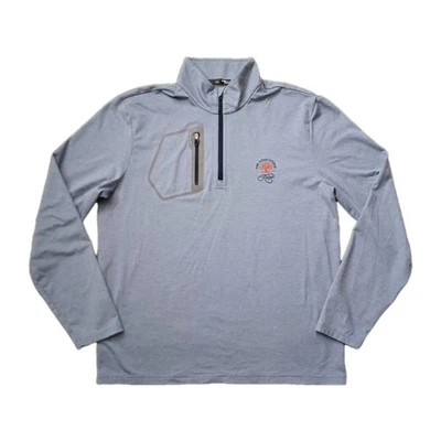 Pullover RLX Ralph Lauren Performance 1/4 Cremallera Para Hombres L Azul Bolsillo con Cremallera Logo Kiawah Foto 1 de 4