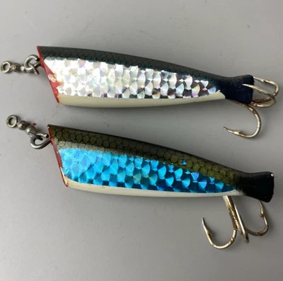 Винтажный Les Davis #4 вырез штепсельная вилка синий и серебряный призма лот из 2 - Изображение 1 из 4