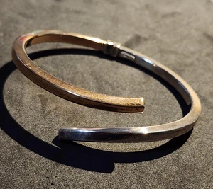 Sterling Silber Italien Bicolor Armreif Armreif Armband Modern Minimalistisch - Bild 1 von 19