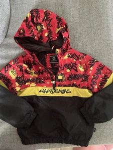 Akademiks Red And Black Windbreaker Hoodie  Kids Size 8 - Picture 1 of 7