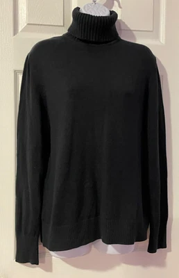 Lands End Black Cowl Neck Long Sleeve Knit Sweater Size L 14-16 - Image 1 of 3